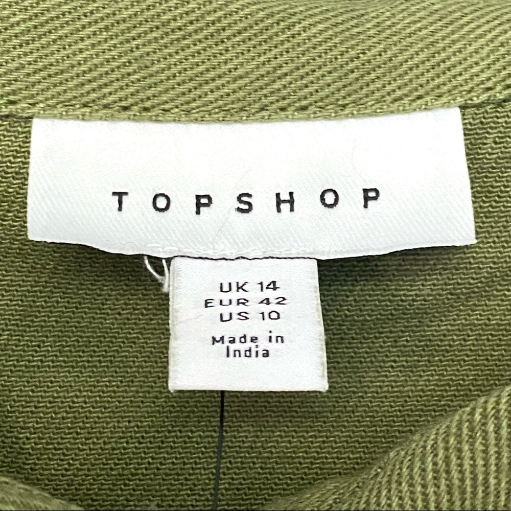 NEW Topshop Olive Green Oversized Relaxed Fit Button Up Canvas Shirt Shacket 10 - Picture 6 of 11